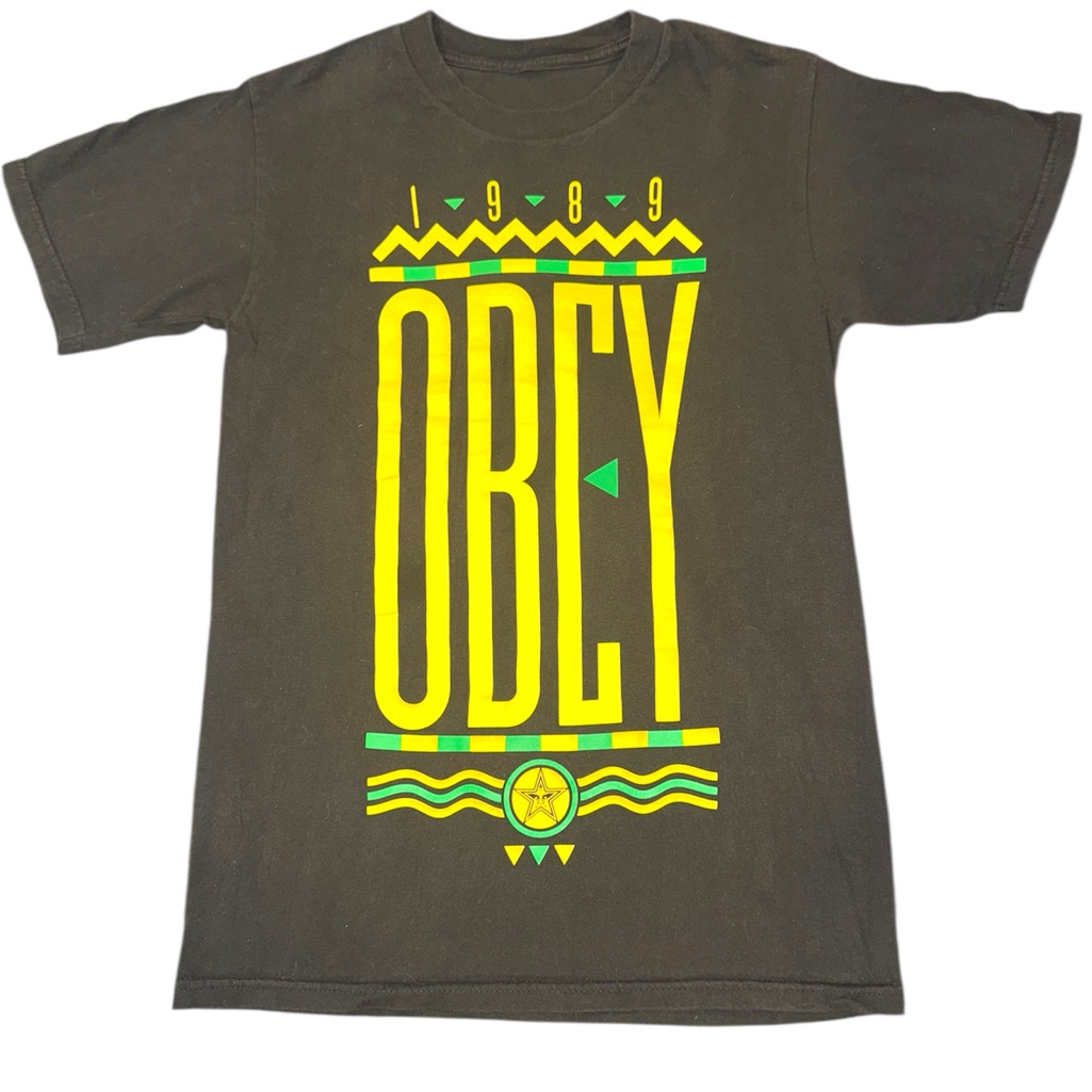 Obey Tee With Yellow And Green Graphic Obey Tee With Yellow And Green Graphic